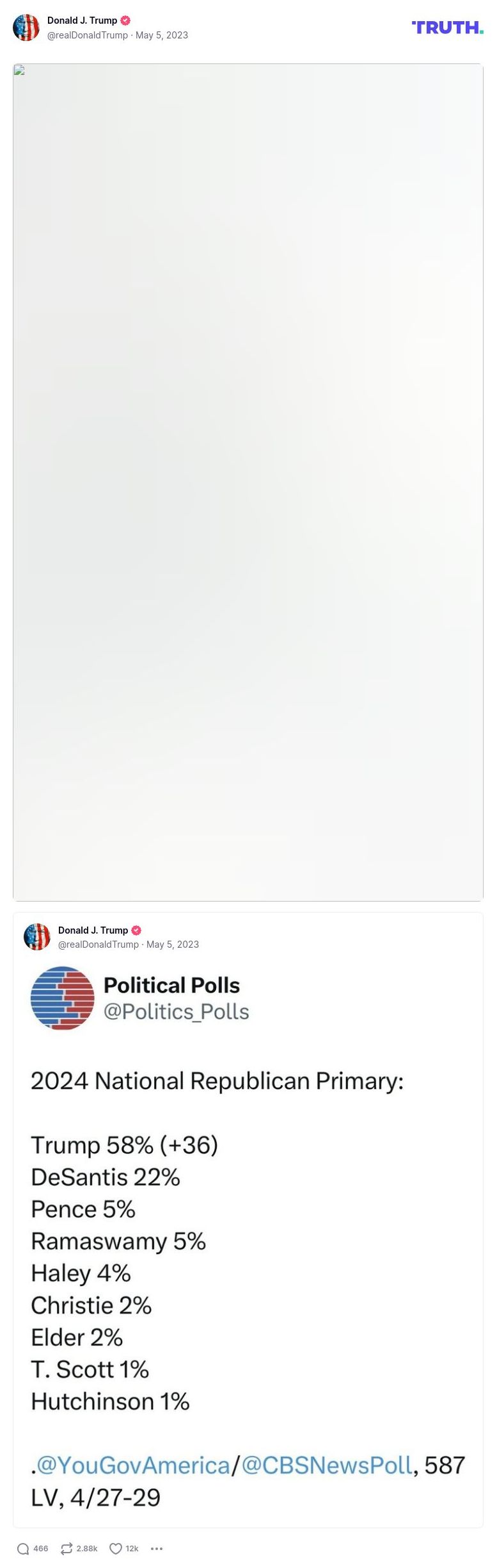 Post image from Donald Trump