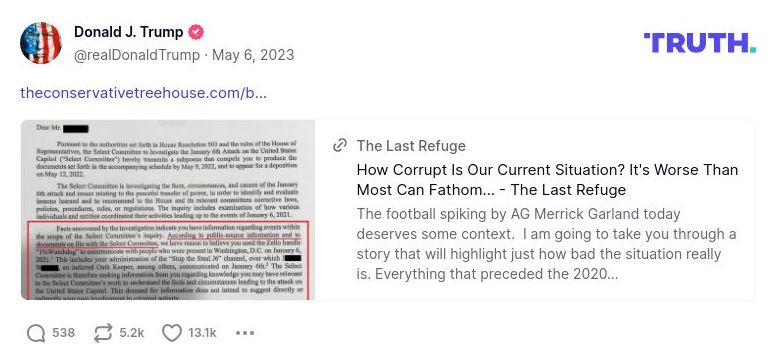 Post image from Donald Trump