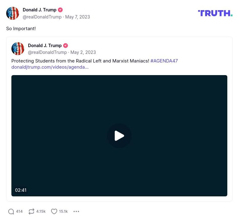 Post image from Donald Trump