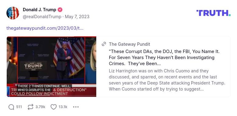 Post image from Donald Trump