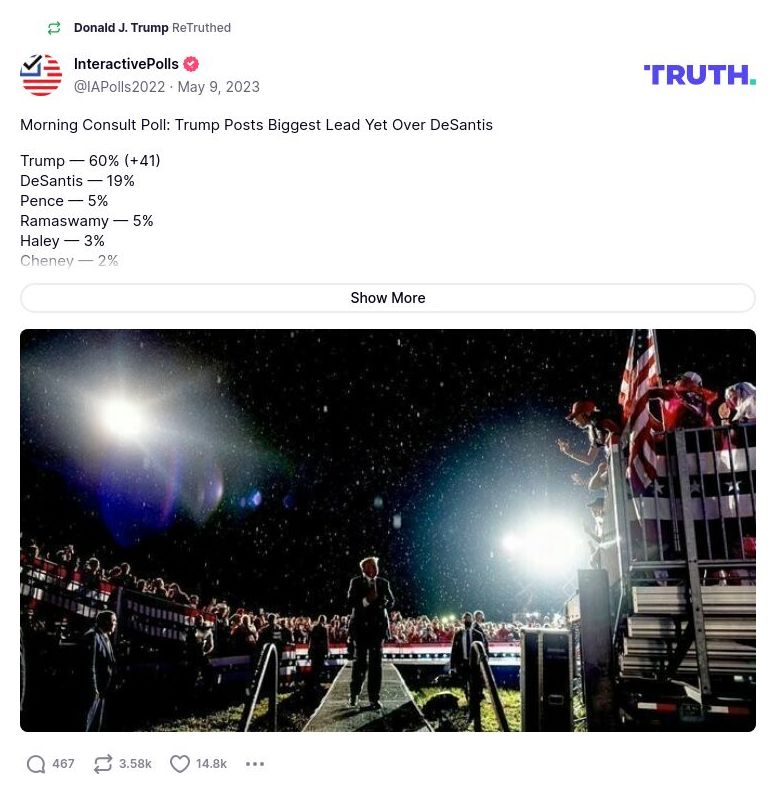 Post image from Donald Trump