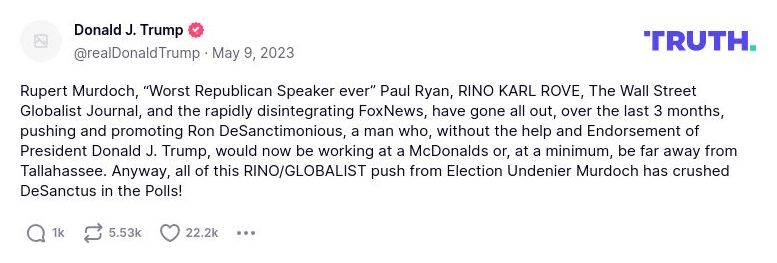 Post image from Donald Trump