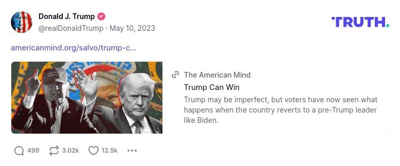 Post image from Donald Trump