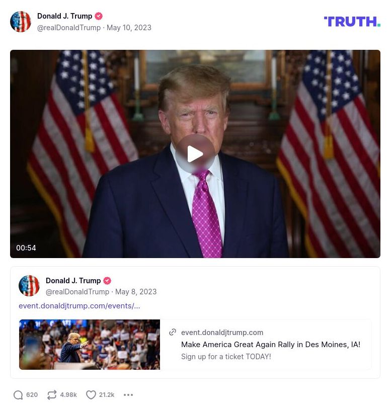 Post image from Donald Trump