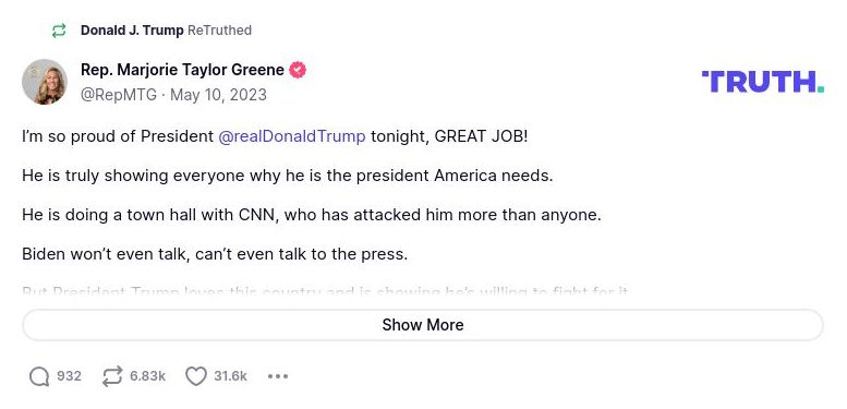 Post preview from Donald Trump