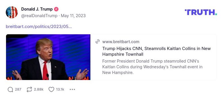 Post preview from Donald Trump