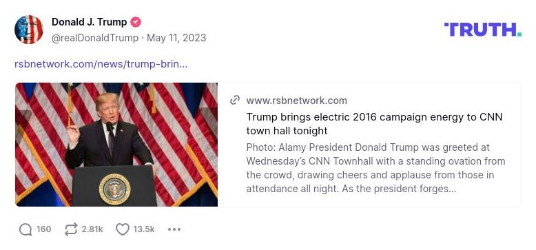 Post preview from Donald Trump