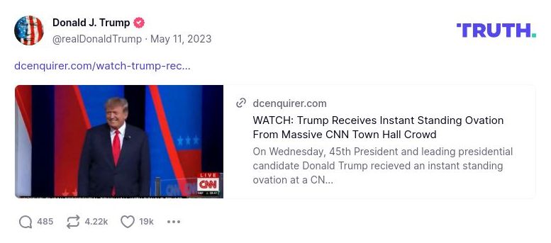 Post preview from Donald Trump