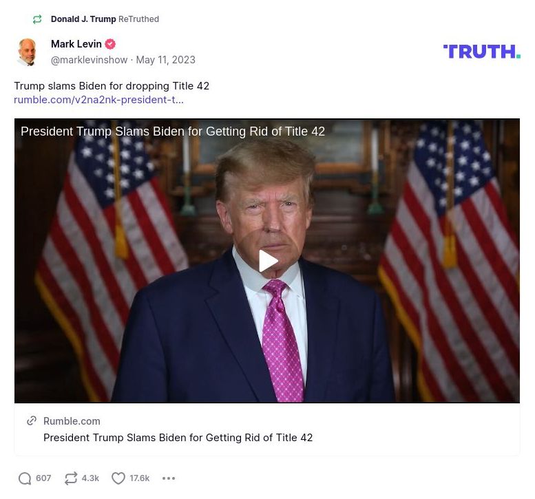 Post image from Donald Trump