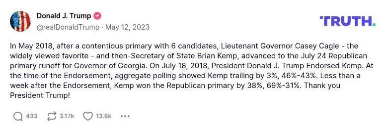 Post image from Donald Trump