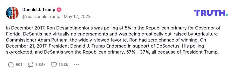 Post image from Donald Trump