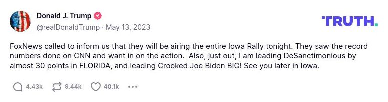 Post preview from Donald Trump