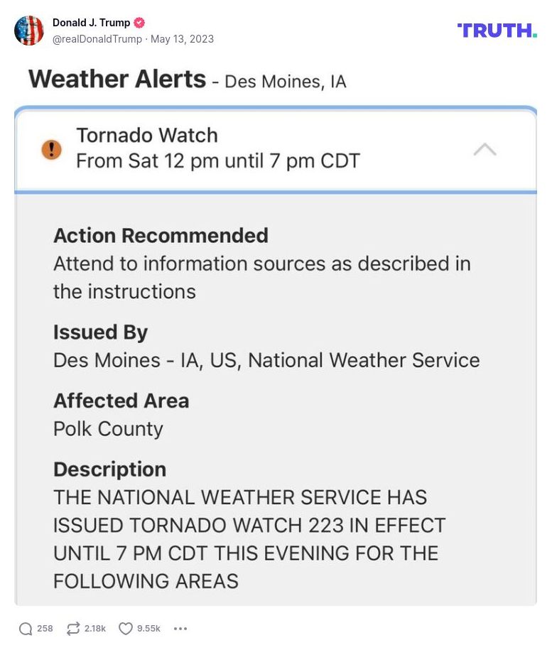 Post image from Donald Trump