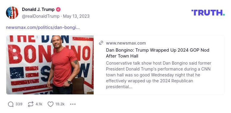 Post preview from Donald Trump