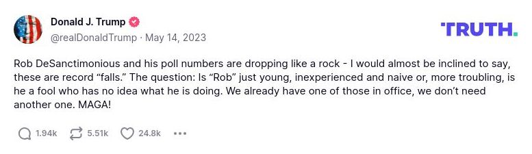 Post image from Donald Trump