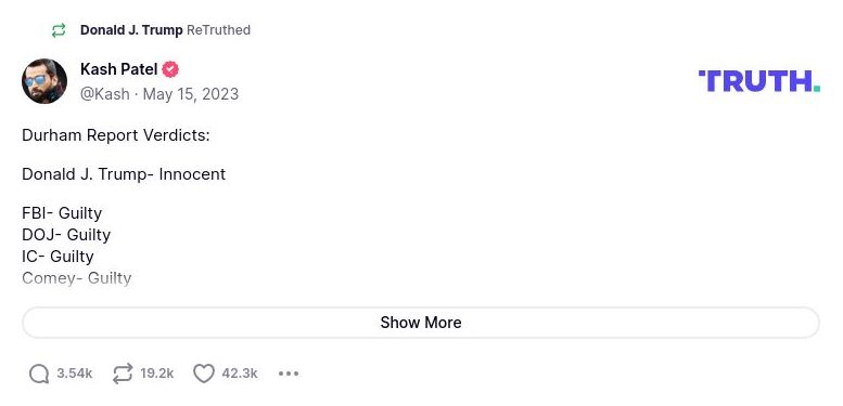 Post image from Donald Trump