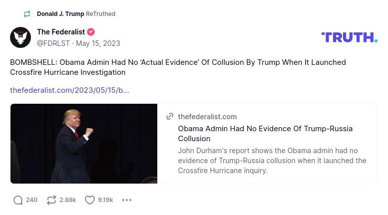 Post image from Donald Trump