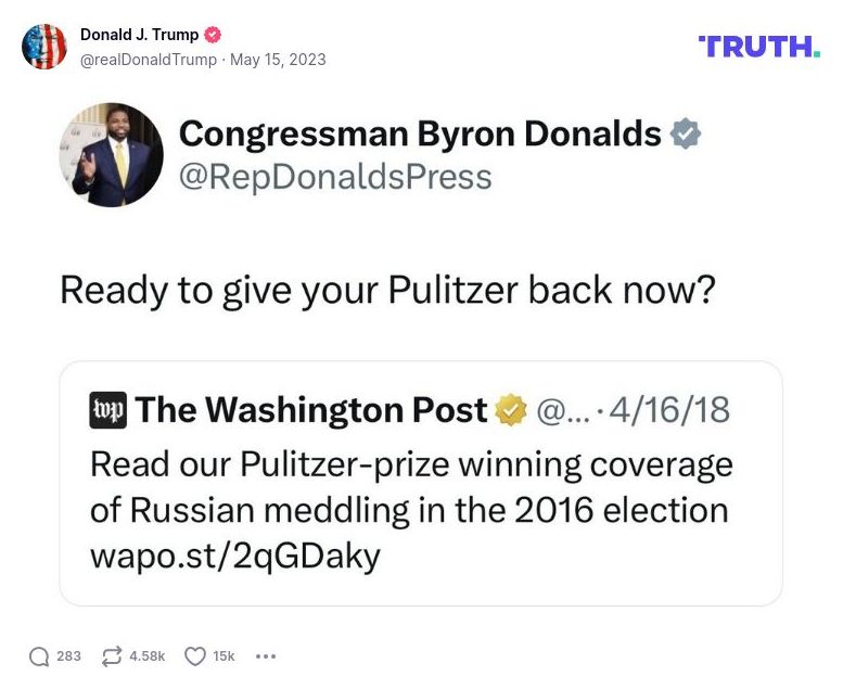 Post image from Donald Trump