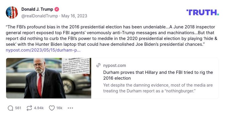 Post image from Donald Trump