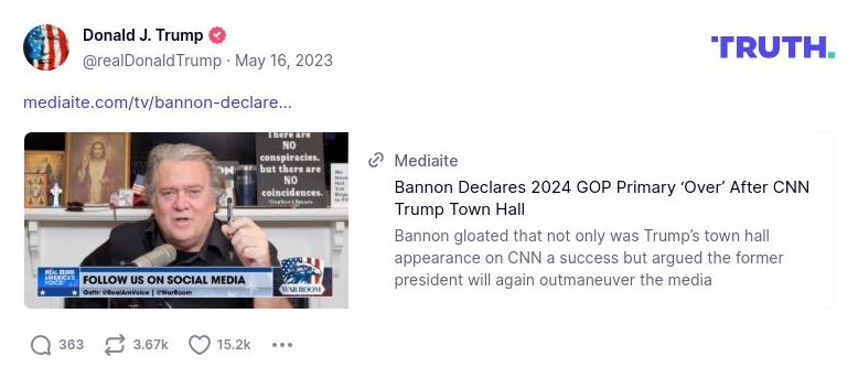 Post preview from Donald Trump