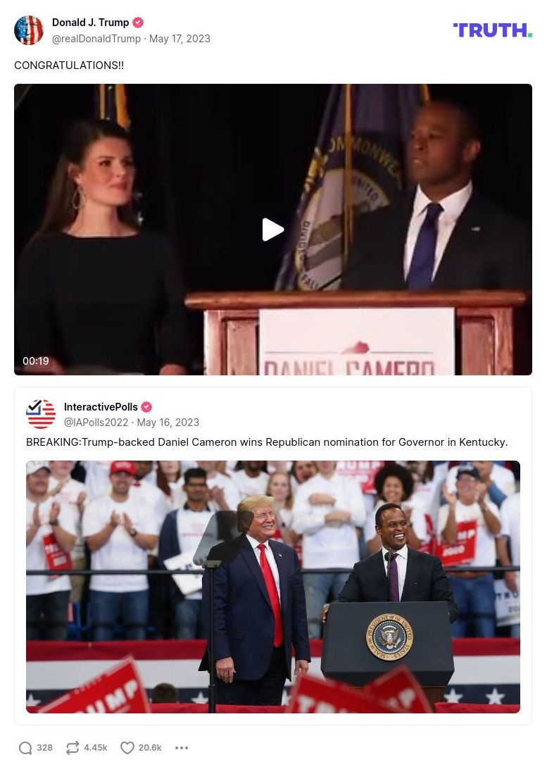 Post image from Donald Trump