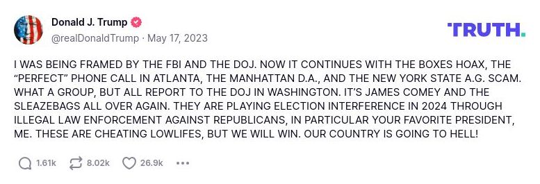 Post image from Donald Trump