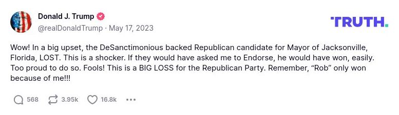 Post image from Donald Trump