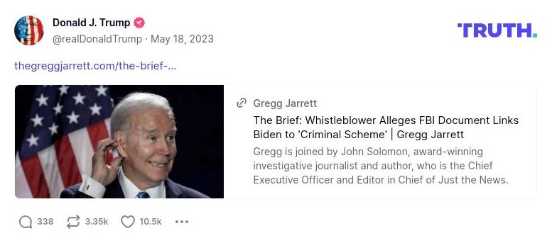 Post image from Donald Trump