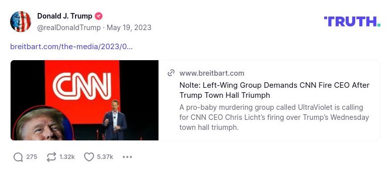 Post preview from Donald Trump