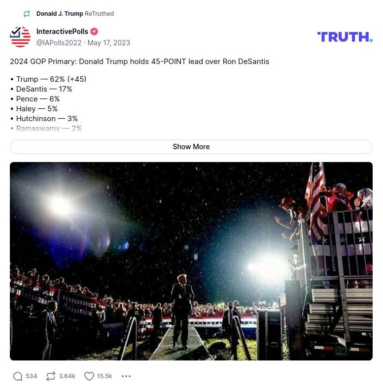 Post image from Donald Trump