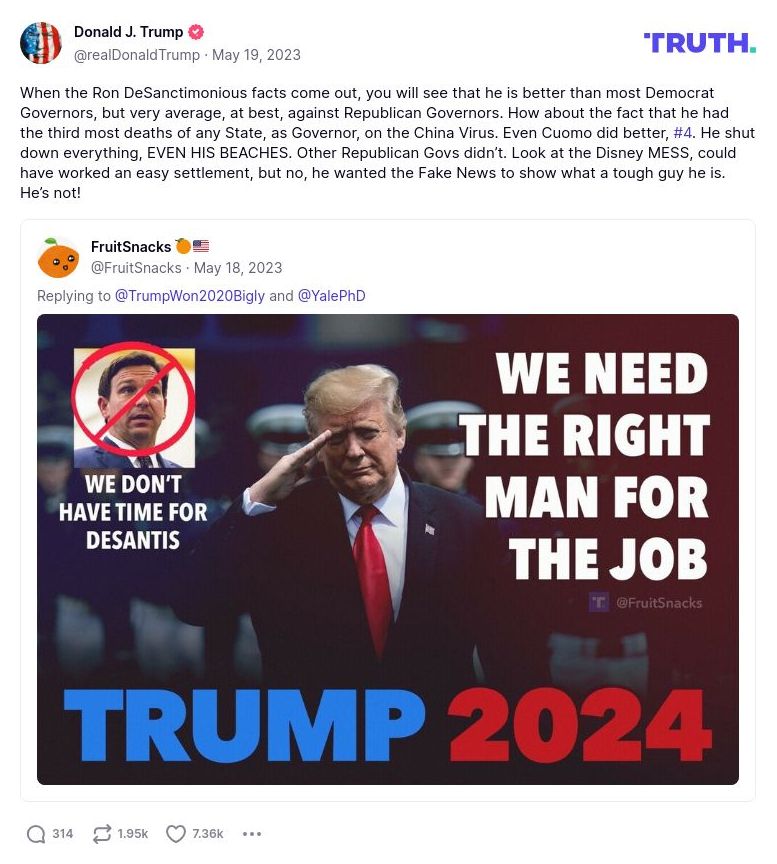 Post preview from Donald Trump