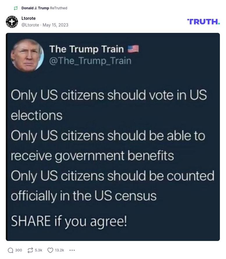 Post image from Donald Trump