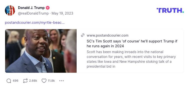 Post image from Donald Trump