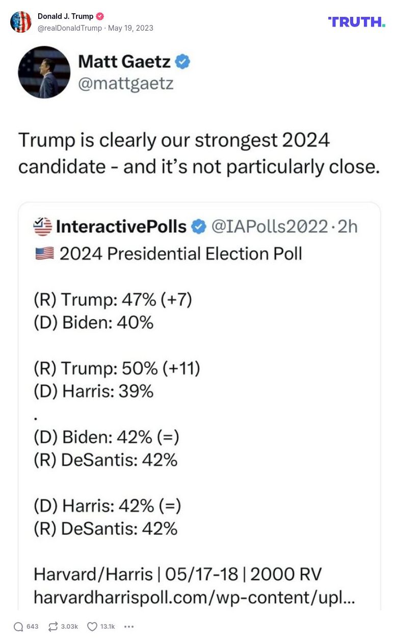 Post image from Donald Trump