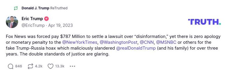 Post preview from Donald Trump