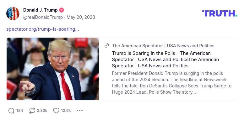 Post image from Donald Trump