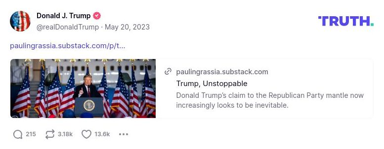 Post image from Donald Trump