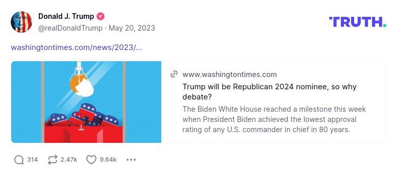 Post image from Donald Trump