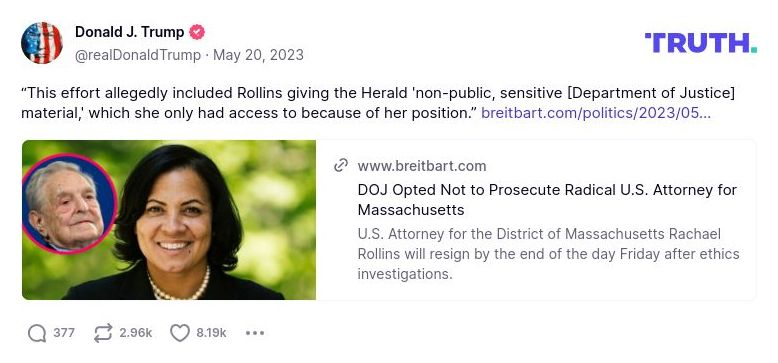 Post image from Donald Trump