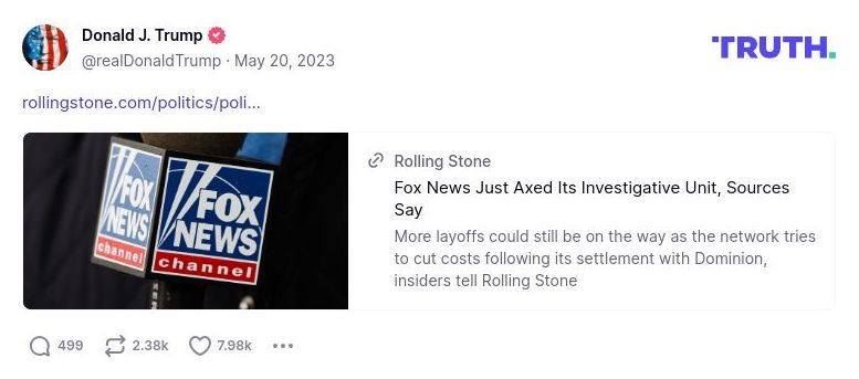 Post image from Donald Trump