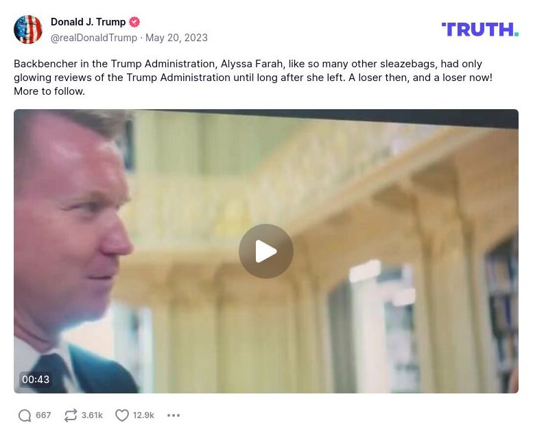 Post image from Donald Trump