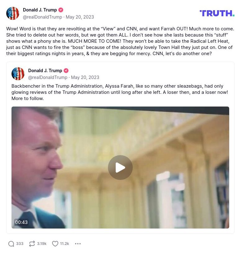 Post preview from Donald Trump