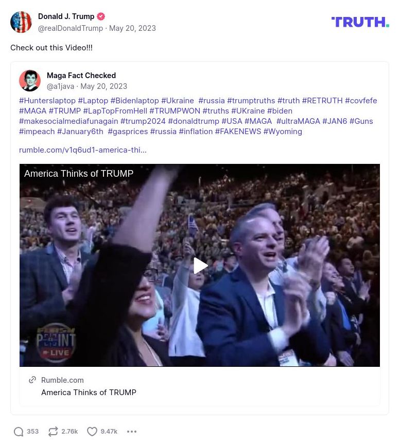 Post image from Donald Trump