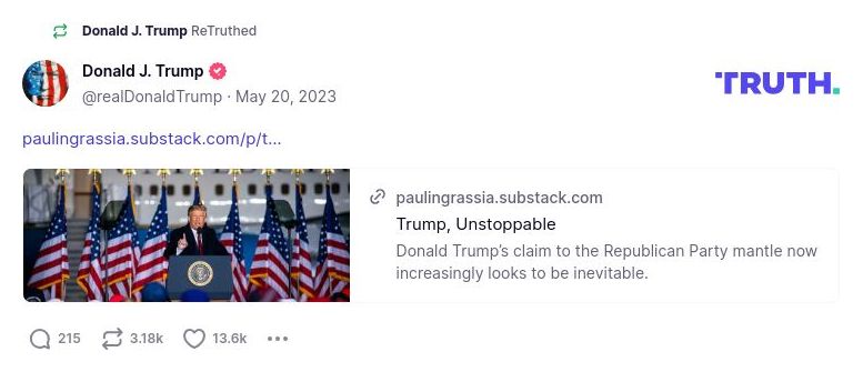 Post image from Donald Trump