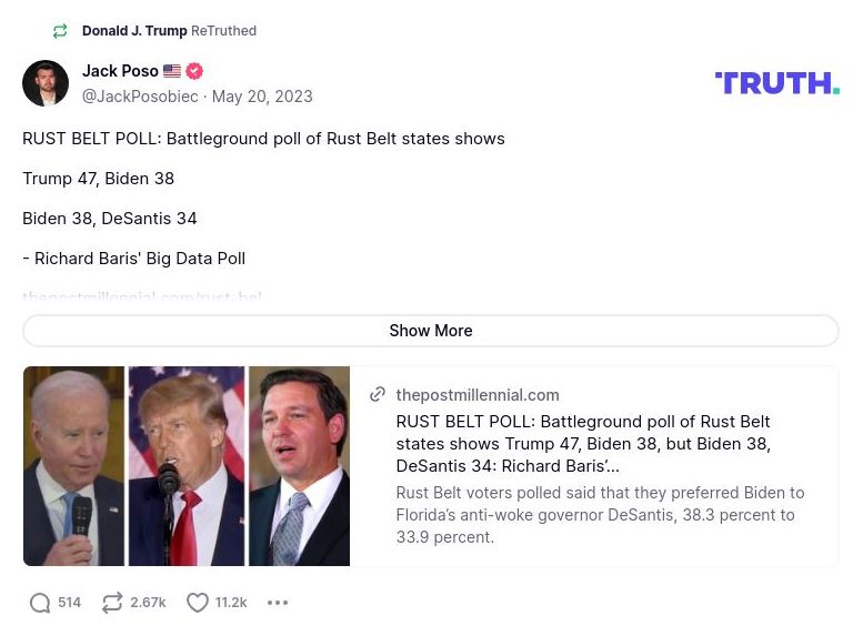 Post image from Donald Trump