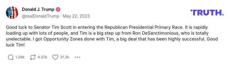 Post image from Donald Trump