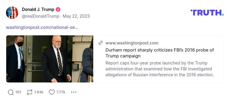 Post image from Donald Trump