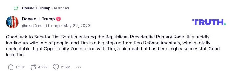 Post image from Donald Trump