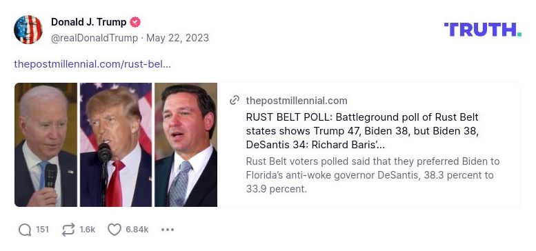 Post image from Donald Trump