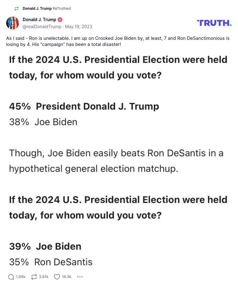 Post image from Donald Trump